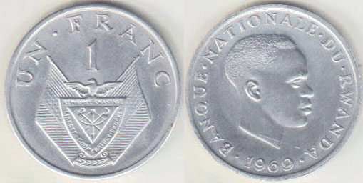 1969 Rwanda 1 Franc (Unc) A005788
